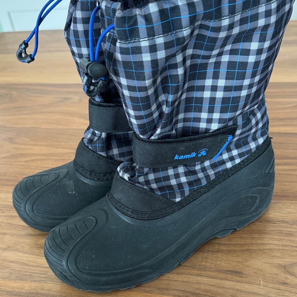 Kamik Kids' Plaid Black and Blue Snow Boots